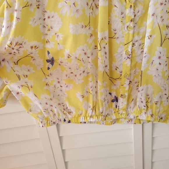 Anna Glover X H&M Butter Yellow Floral Blouse‎ Womens 6 Cottagecore Fairy Summer - Picture 9 of 14